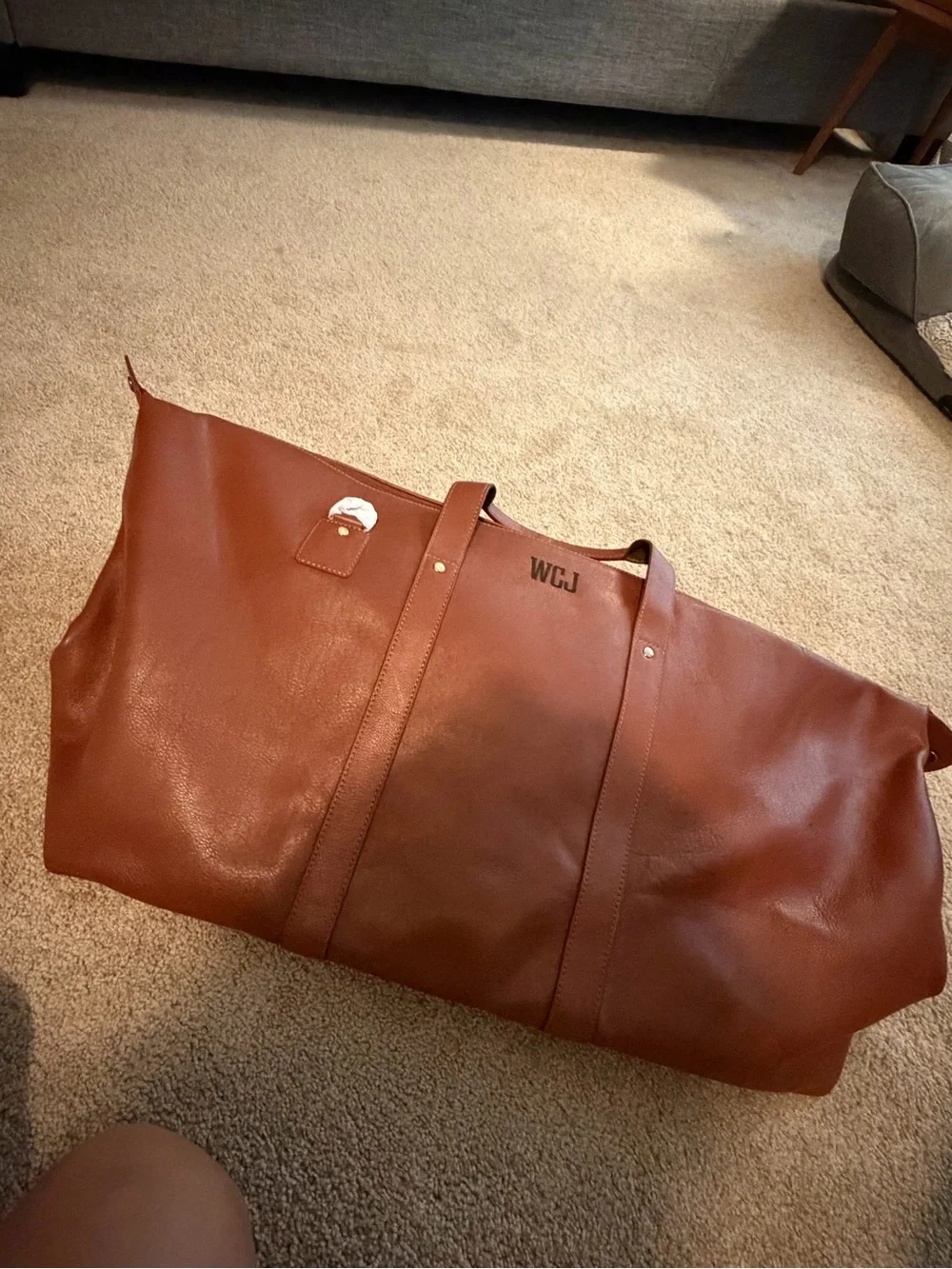 Mark & Graham Harrison Leather Weekender - Hazelnut (monogrammed)